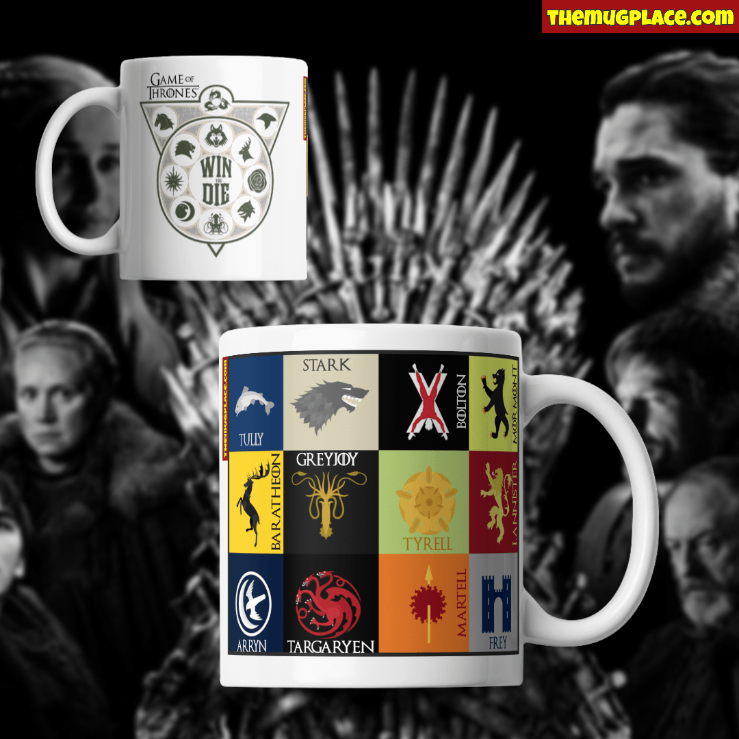 Game of Thrones Mug Stark & Tully & Targaryen & Lannister & Baratheon Stainless 