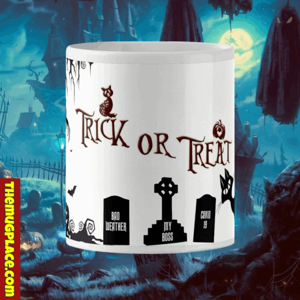 Trick or Treat Mug Halloween Graveyard Mug - Image 4