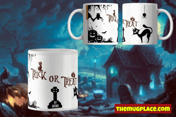 Trick or Treat Mug Halloween Graveyard Mug - Image 6